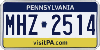 PA license plate MHZ2514