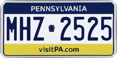 PA license plate MHZ2525