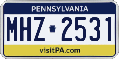 PA license plate MHZ2531
