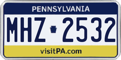 PA license plate MHZ2532
