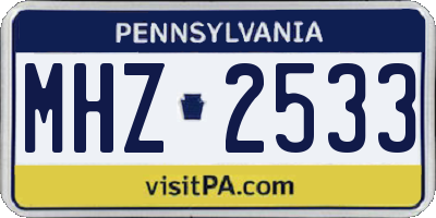PA license plate MHZ2533
