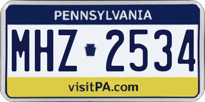 PA license plate MHZ2534