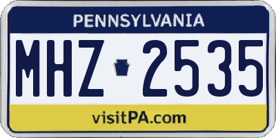 PA license plate MHZ2535