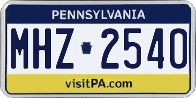 PA license plate MHZ2540
