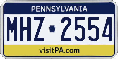 PA license plate MHZ2554