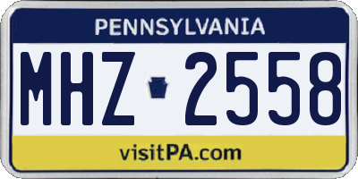 PA license plate MHZ2558