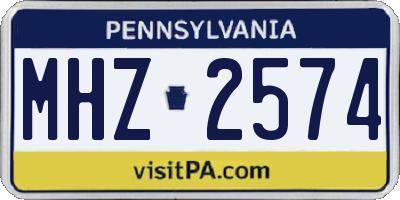 PA license plate MHZ2574
