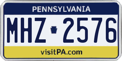 PA license plate MHZ2576