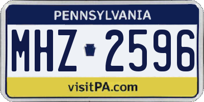 PA license plate MHZ2596
