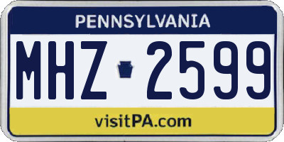 PA license plate MHZ2599