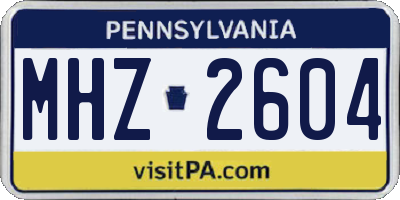 PA license plate MHZ2604