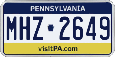PA license plate MHZ2649