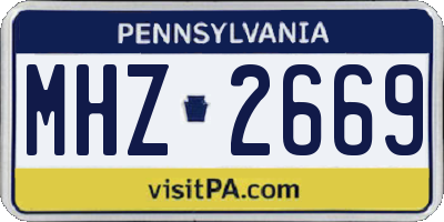 PA license plate MHZ2669
