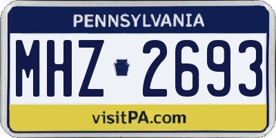 PA license plate MHZ2693