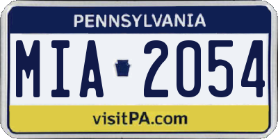 PA license plate MIA2054