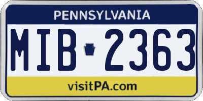 PA license plate MIB2363