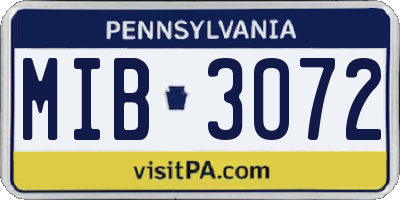 PA license plate MIB3072