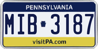 PA license plate MIB3187
