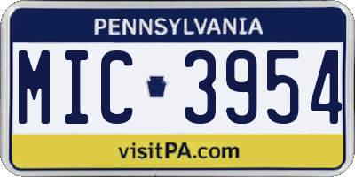 PA license plate MIC3954
