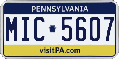 PA license plate MIC5607