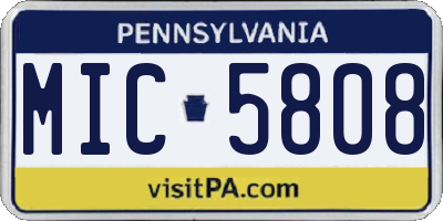 PA license plate MIC5808