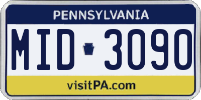 PA license plate MID3090
