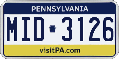 PA license plate MID3126