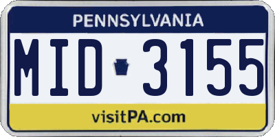 PA license plate MID3155