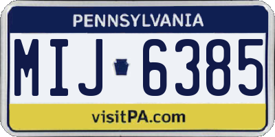 PA license plate MIJ6385