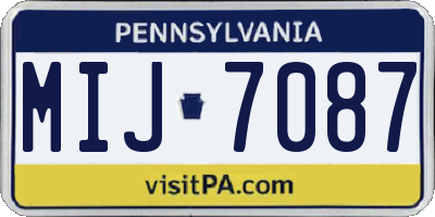PA license plate MIJ7087