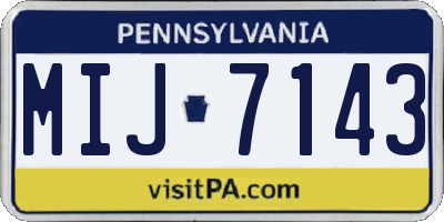 PA license plate MIJ7143