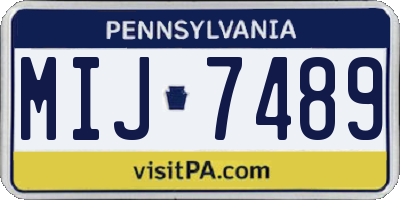 PA license plate MIJ7489