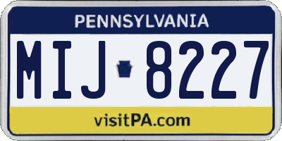PA license plate MIJ8227