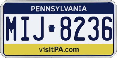 PA license plate MIJ8236