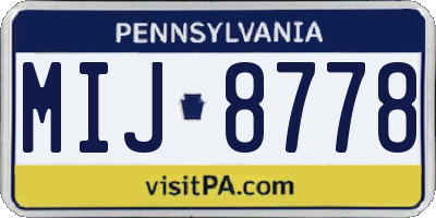 PA license plate MIJ8778