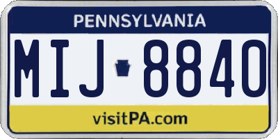 PA license plate MIJ8840