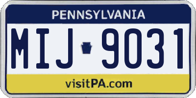 PA license plate MIJ9031