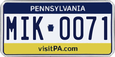 PA license plate MIK0071