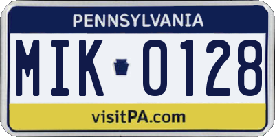 PA license plate MIK0128
