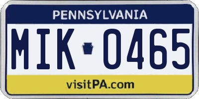 PA license plate MIK0465