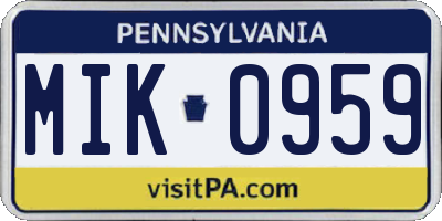 PA license plate MIK0959