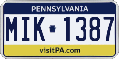 PA license plate MIK1387