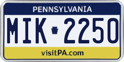 PA license plate MIK2250