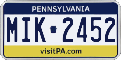PA license plate MIK2452