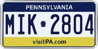 PA license plate MIK2804