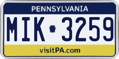 PA license plate MIK3259