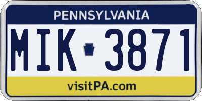 PA license plate MIK3871