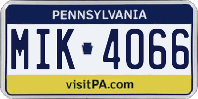 PA license plate MIK4066