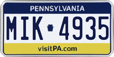PA license plate MIK4935