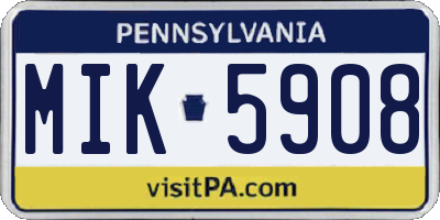 PA license plate MIK5908